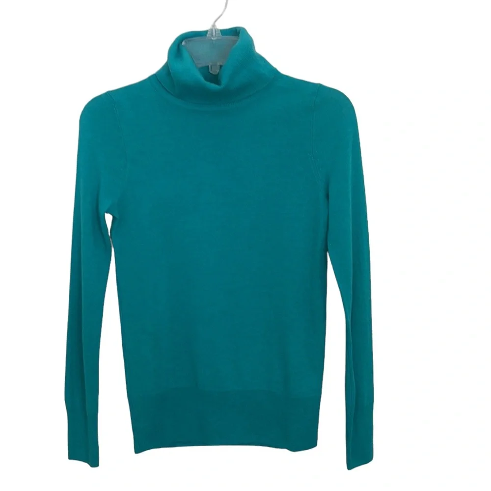 NWOT J. Crew Teal Green Merino Wool Turtleneck Sweater
